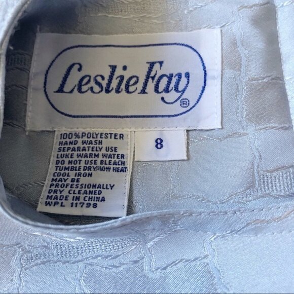 Vintage 80s Leslie Fay Jacquard Metallic Midi Dress Small - Picture 11 of 16